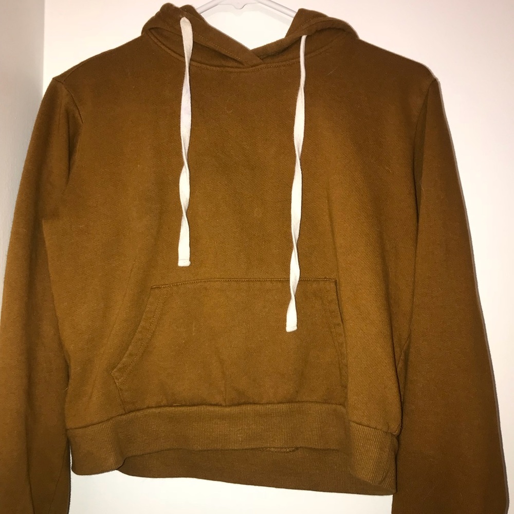 Mustard Yellow Cropped Hoodie